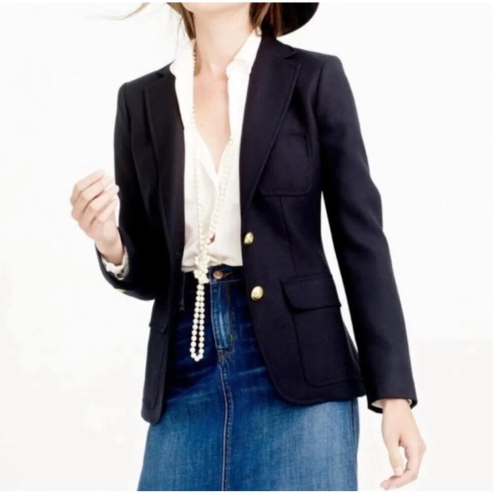 J. Crew Rhodes Blazer 100% Wool Single Breasted Gold Button Jacket Career Preppy - Picture 2 of 13